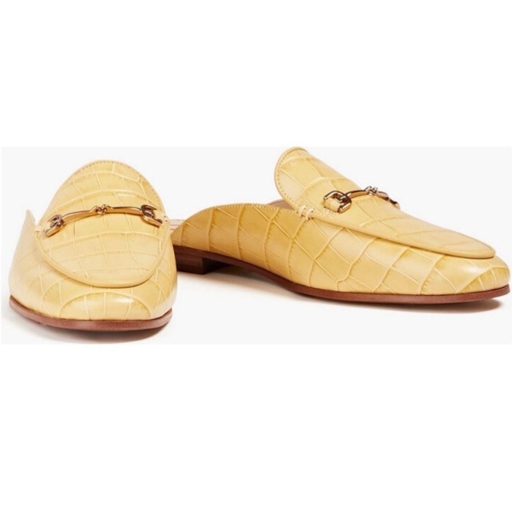Sam Edelman Linnie embellished croc-effect leather slippers size 9.5 Desert Sun